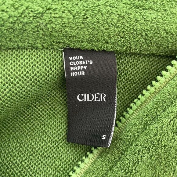 Cider Terry Stand Collar Drawstring Jacket | Green | Womens Size Small - Picture 4 of 4